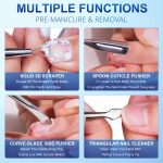 2PCS Metal Silver Cuticle Pusher and Cutter Remover Salon Quality Stainless Steel Acetone Gel Nail Polish Peeler Scraper Durable Professional Manicure Pedicure Cleaner Tool For Fingernail and Toenail - Image 3